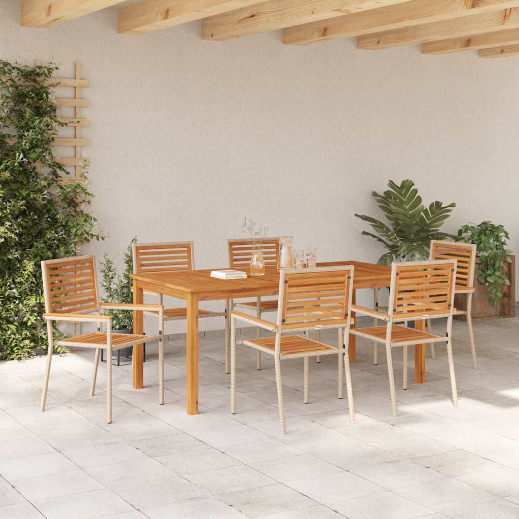 Garten Essgruppe 7 pcs Beige Poly Rattan